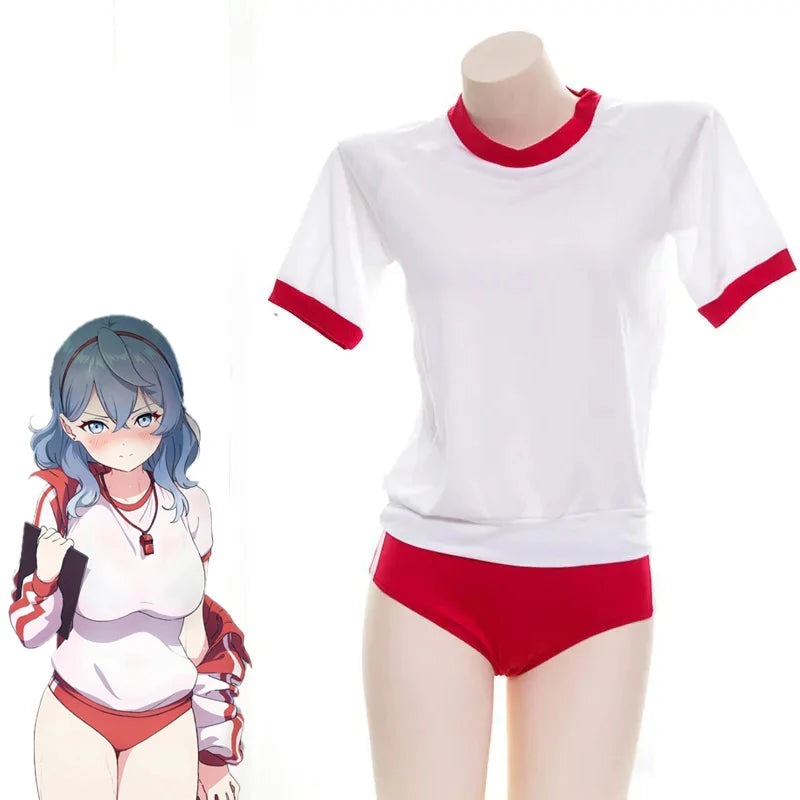 AniLV Japanese Anime Girl Student Gymnastics Gym Outfit Cheerleader Uniform Costume School Girl Sports Sukumizu Cosplay