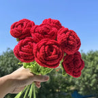 1/4pcs Artificial Handmade Crochet Rose Finish Product Outdoor Garden Arch Wedding Bridal Bouquet Home Bonsai Party Diy Gift Box