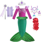 Ariel Little Mermaid Short Sleeve Tulle Dress for Girls Cosplay Princess Costume Carnival Birthday Party Outfit 2-8Y Vestido