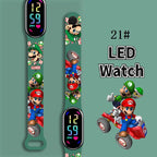 Mario Bros Digital Watch for Kids Waterproof Sport Wristband Luigi Princess Peach Yoshi Bowser Action Figures Children