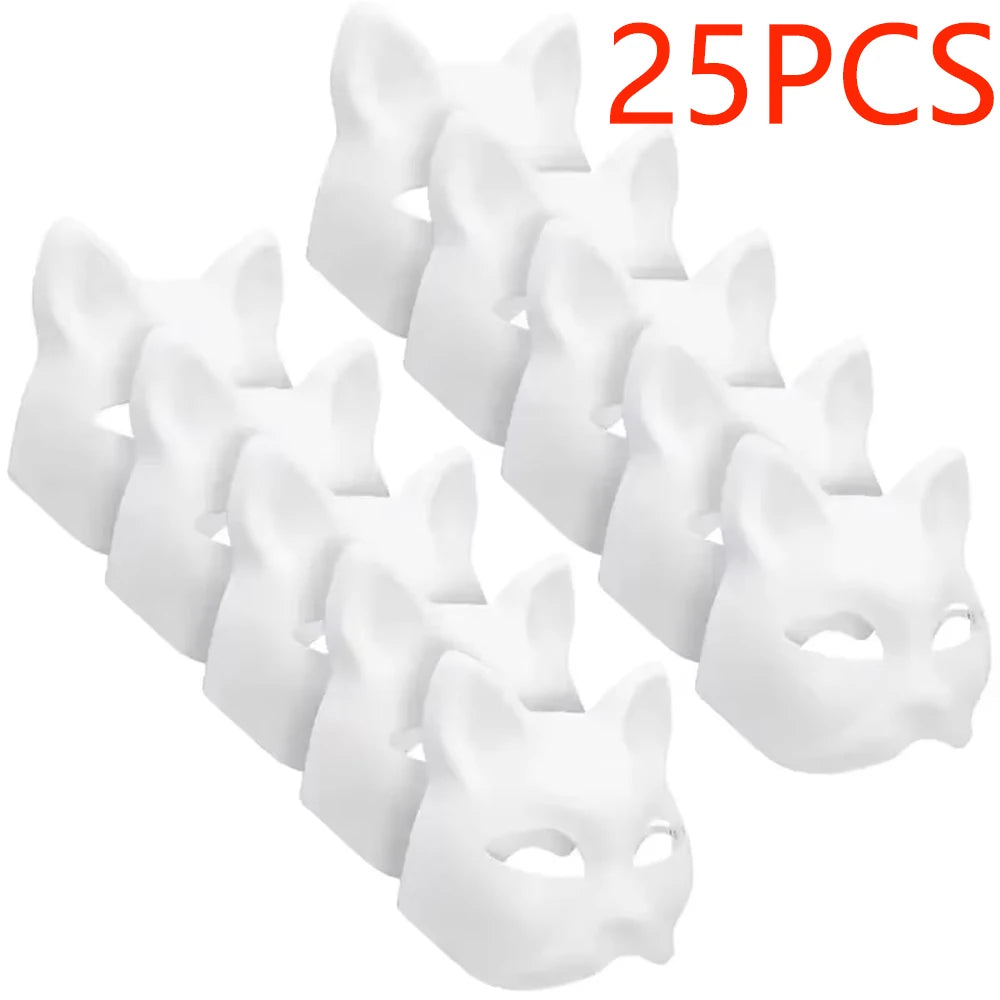 5-50Pcs Cat Fox Mask Halloween Blank Mask Costume for Adults for Holiday Party Role playing accessories