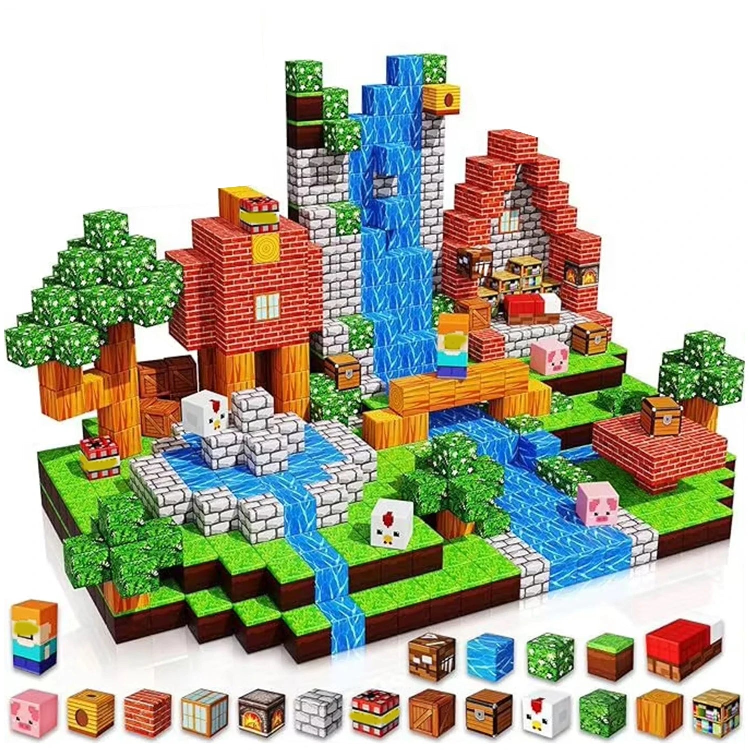 Sensory Montessori Stacking Cubes Construction Set Magnetic Building Blocks Magnet Cube Mine Set Toys Birthday Gift