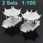 GY01 2 Sets Pavilion Model Gloriette Chinese Construction Educational 1:100 1:75 1:160 Railway Modeling