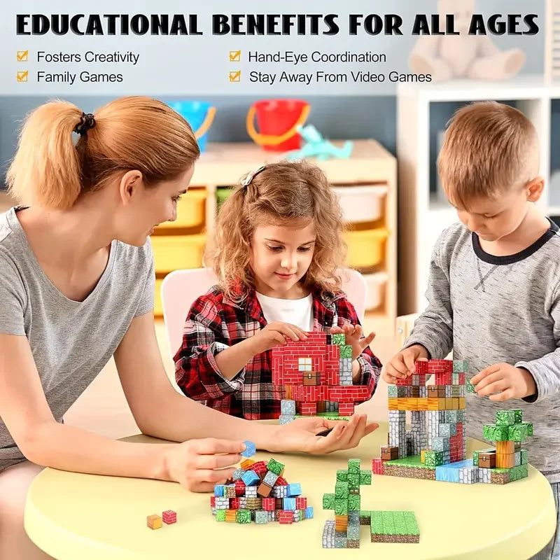 Magnetic Building Block Bricks Toy Mine Stacking World Creative Build Model DIY Set Educational STEM Kids Gifts for Boy Girls