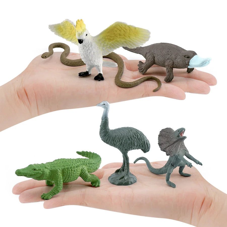 Simulation Mini  Farm Poultry Puppy Crocodile Pegasus Monkey Bird Wildlife Figurine Animal Model Sets Education Kid Toys