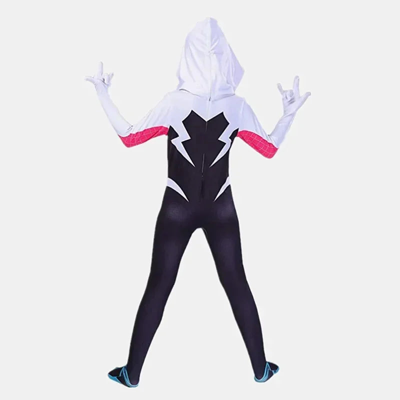 Kids Superhero Spider Costume Spandex Jumpsuit Halloween Cosplay Costumes Bodysuit Kids Head Cover Separation Party Set