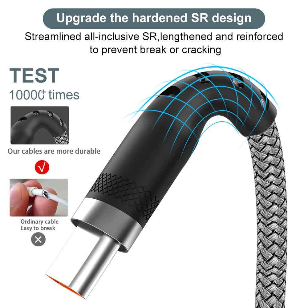USB TYPE C Cable 5A Super Fast Charge Cable for iPhone 15 16 17 Full Range Huawei Samsung Oppo OnePlus Universal USB C Extension