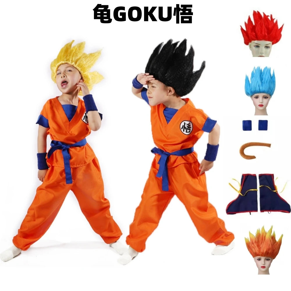 Boys Girls Halloween Son Goku Cosplay Costumes For Kids Outfit Bodysuit Men Krillin Training Clothes Saiyan Outfits Wig Dress Up