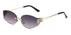 Rimless Oval Sunglasses Women UV400 Oversized Gradient Black Lenses Metal Frame Punk Decorative Glasses Men Goggles Female