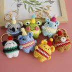 Cute Small Bear Couple Keychains Knitting Cartoon Bear Mini Animal Doll Keyrings Crochet Keychain Wholesale Custom Acceessories