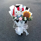 Hello Kitty Plush Bouquet with Rose Kawaii Anime Fluffy Stuffed Plush Doll Christmas Valentine's Day Holiday Birthday Gift