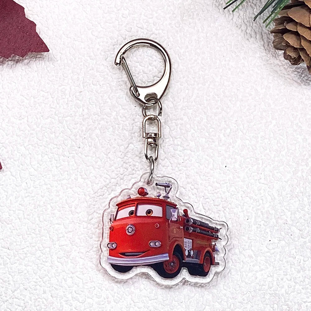 1/11Pcs Disney Cars Lightning McQueen Keychain Accessories Acrylic Charms Pendant For Bag Funny Key Holder Backpack Decoration