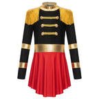Girls Circus Ringmaster Lion Tamer Halloween Outfits Cosplay Costume Fringe Epaulet Jumpsuit Magician Bodysuit Tulle Dress