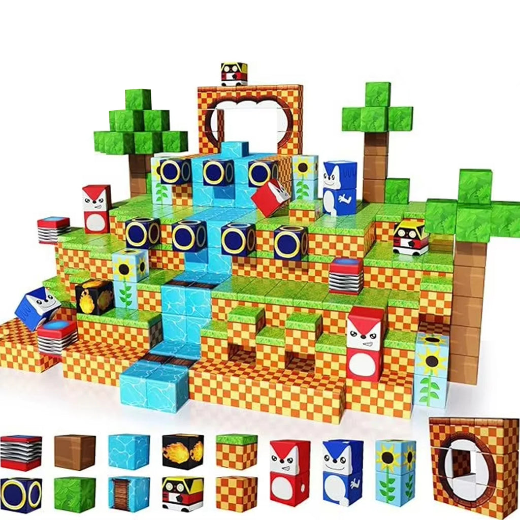 Sensory Montessori Stacking Cubes Construction Set Magnetic Building Blocks Magnet Cube Mine Set Toys Birthday Gift