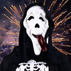 Quality Halloween Movie Scream Horror Face Mask Realistic Creepy Ghost Masks Stick Tongue Out Funny Scary Cosplay Costume  Props