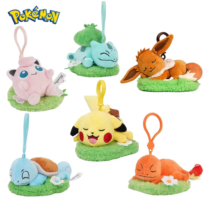 Pokemon Snorlax Pikachu Eevee Jigglypuff Bulbasaur Keychain Plush Toy Cartoon & Cute Backpack Pendant Children's Gift
