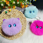 Blush Cat Ball Original Design Cartoon Handmade Plush Pendant Cat Keychain Girly Gift for Girls