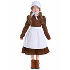 Pilgrim Costume Colonial Farm Village Girl Costumes Pioneer Prairie Dress 2-4Y 4-10Y 10-16Y Tween Teens