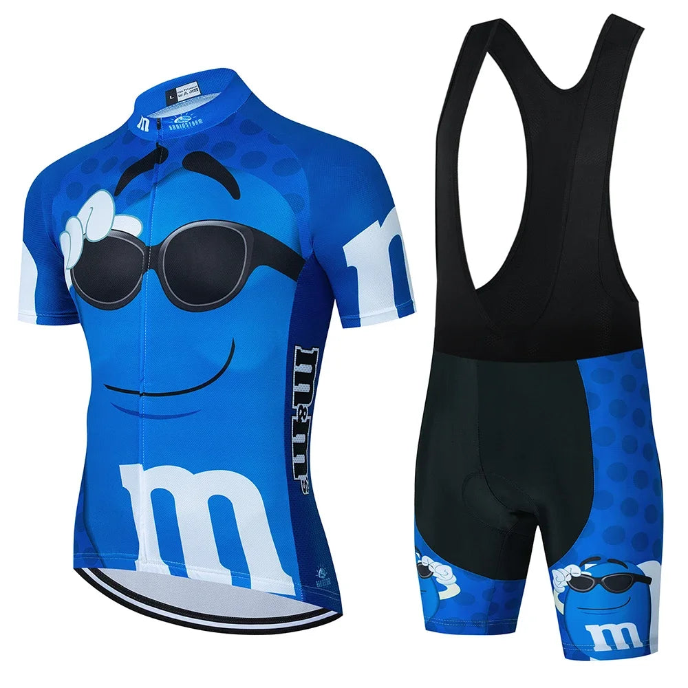 2024 Cartoon Cycling Clothing Men Short Sleeve MTB Ropa Ciclismo Breathable Summer Sportswear Outdoor Bicycle Clothes Bib Shorts