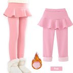 SheeCute Toddler Girls warm fleece Leggings with Skirt Kids Cotton velvet Thick Skirt Pants WCH1024