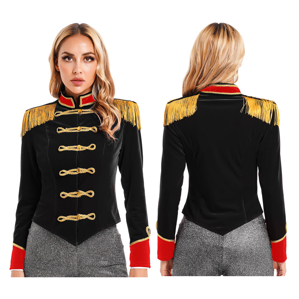 Women Circus Ringmaster Costume Showman Majorette Tassel Tailcoat Jacket Halloween Carnival Lion Tamer Cosplay Costumes