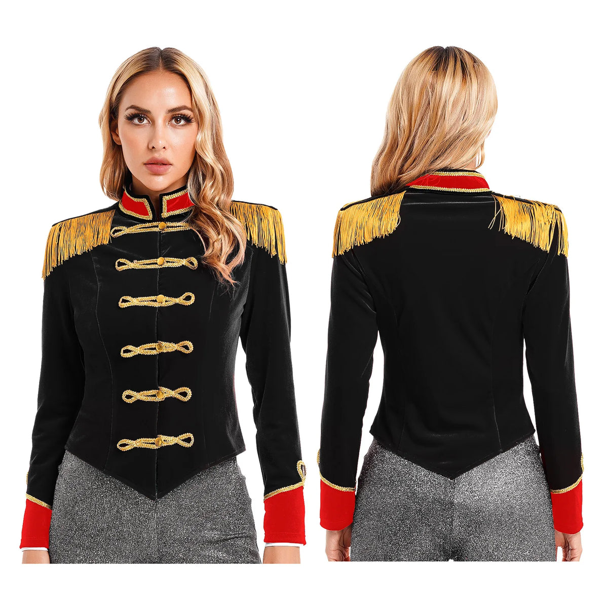 Women Circus Ringmaster Costume Showman Majorette Tassel Tailcoat Jacket Halloween Carnival Lion Tamer Cosplay Costumes