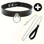 Gothic Punk Pu Leather Choker With O-Ring - Adjustable Collar Necklace For Women, Perfect For Halloween & Everyday Wear