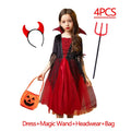 Girls Boys Vampire Dress Kid Ghost Bride Gothic Cosplay Vampire Devil Bat Halloween Costume Vampiran Carnival Outfit Clothes