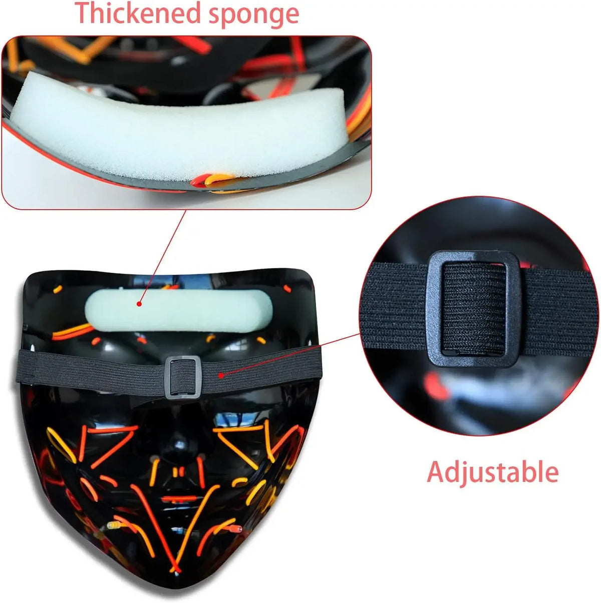 Poptrend Halloween Mask LED Light up Mask Scary mask for Festival Cosplay Halloween Costume Masquerade Parties Carnival Gift