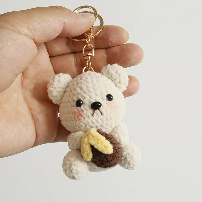 Funny Sheep Doll Crochet Keychains Custom Crochet Cartoon Animal Doll Series Keyring Knitting Bee Doll Cute Keychain Wholesale