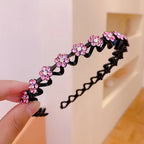 New Non-slip Rhinestone Headbands Solid Wave Hairbands for Women Girls Bezel Fashion Hair Hoop Ladies Boutique Hair Accessories