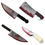 Halloween Bloody Butcher Knife Prop Scary Plastic Slasher Cleaver Knife Props for Halloween Haunted House Costume Accessories