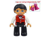 Big Size Figures Building Block Doll Family Farmer Pirate Worker Doctor Policemen Large Brick Compatible Build House Duploes Toy
