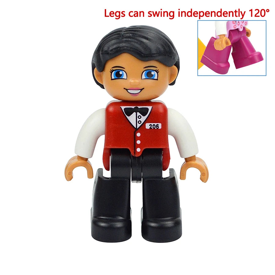 Big Size Figures Building Block Doll Family Farmer Pirate Worker Doctor Policemen Large Brick Compatible Build House Duploes Toy