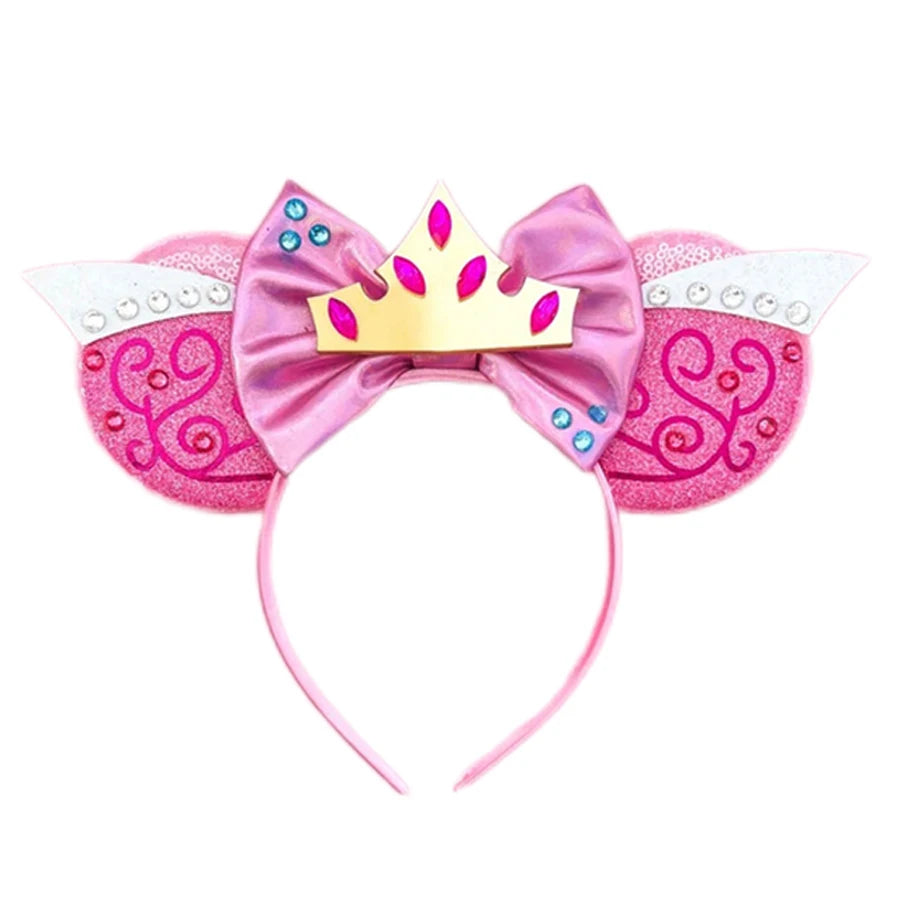 Mouse Ears Headband Cartoon Sequin Bows Headband Birthday Party Christmas Halloween Princess Cosplay Costume For Women Adult