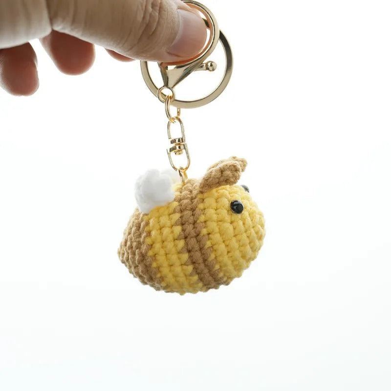 Funny Sheep Doll Crochet Keychains Custom Crochet Cartoon Animal Doll Series Keyring Knitting Bee Doll Cute Keychain Wholesale