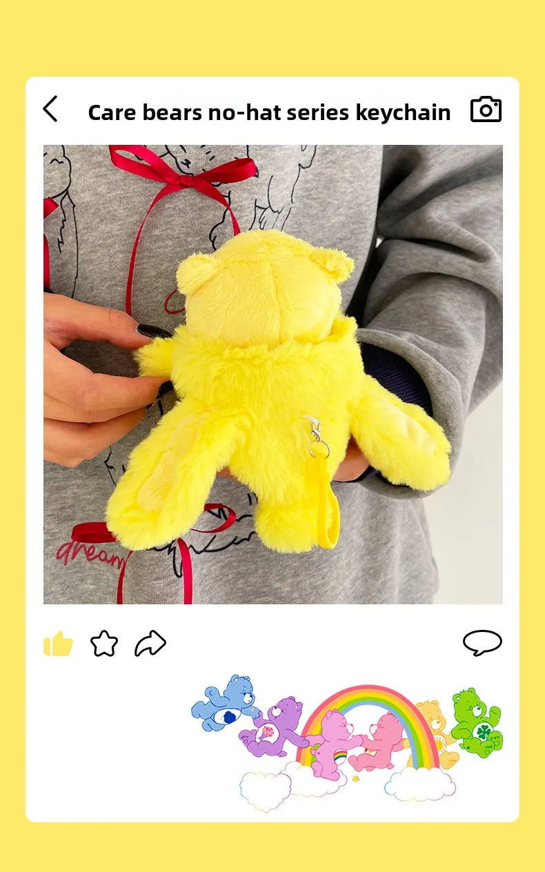 Cute Carebears Plush Keychain Rabbit Hat Key chain Rainbow Bear Doll Schoolbag Doll Birthday Gift Room Decor
