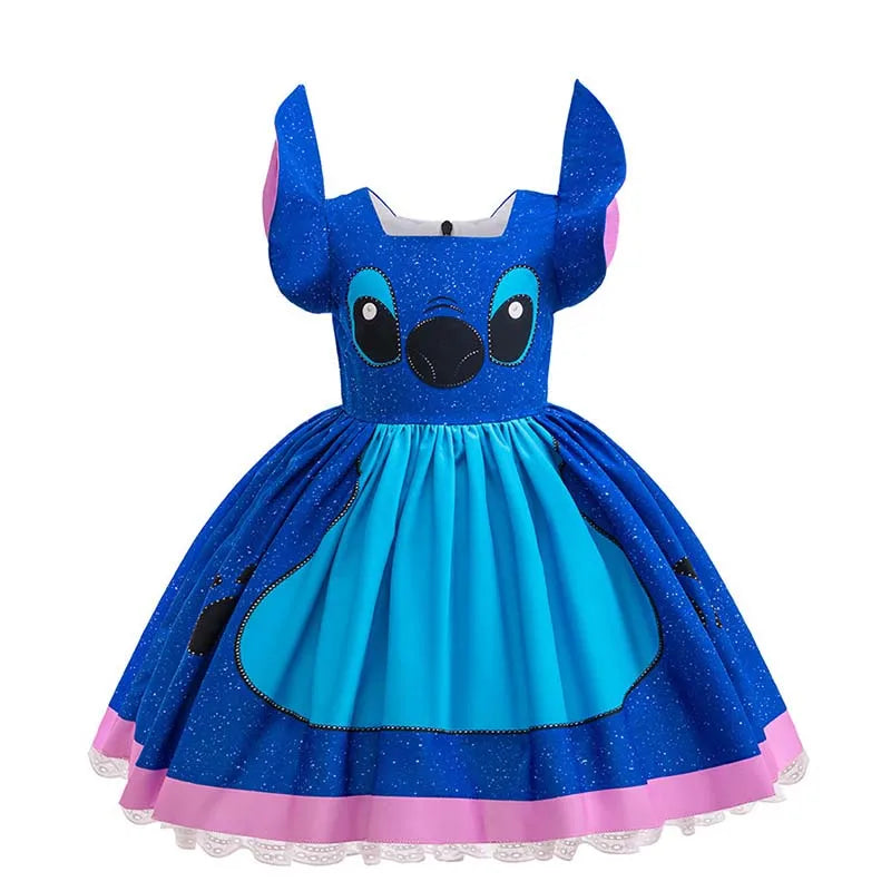 Girls Stitch Cosplay Dress Cute Cartoon Disney Movie Style Costume for Halloween Carnival Stage Performances & Kids' Dress-Up
