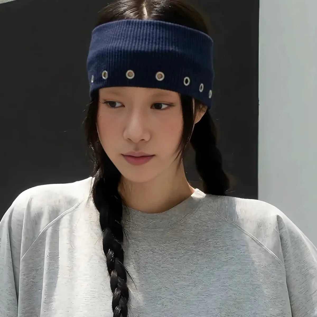 Punk Girl Hollowed Out Eyelets Wide Elastic Headband Stretchy Metal Rock Steampunk for Sports Headbands Hair Accessories