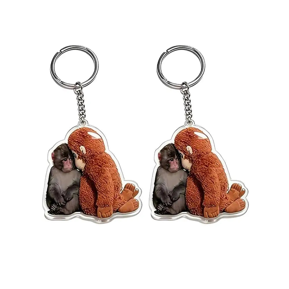Funny Crochet Punch Monkey Keychain Cute Handmade Monkey Design Series Funny Keyring For Backpack Purse Keys Llavero 열쇠고리