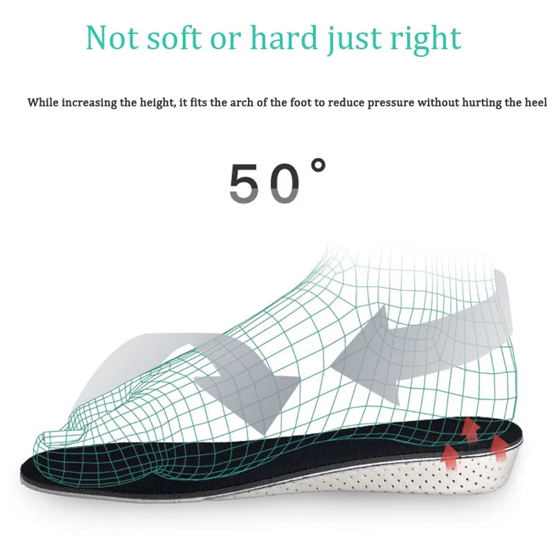 1Pair Height Increase Insoles Unisex Shoes Insole Height Lift Adjustable Cut Shoe Heel Insert Taller Support Absorbant Foot Pads