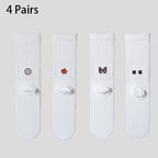 4 Pairs Men's Cotton Work Socks Long Running Breathable Ankle Crew Socks Casual Socks for Men Cycling Socks
