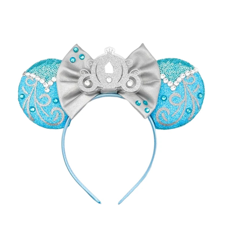 Frozen Elsa Mickey Mouse Ear Headband Sparkling Purple Bow Hair Hoops for Party Valentine Day Gift Holiday Hair Accessories