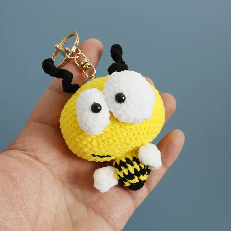 Funny Sheep Doll Crochet Keychains Custom Crochet Cartoon Animal Doll Series Keyring Knitting Bee Doll Cute Keychain Wholesale
