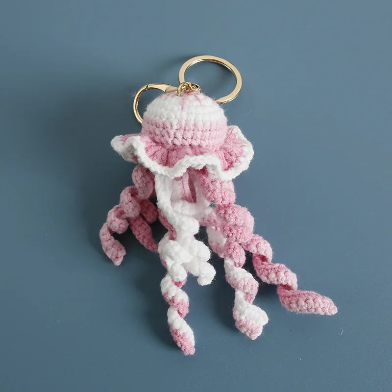 Funny Shrimp Doll Crochet Keychain Handmaking Clown Fish Knitting Keyrings Cute Shrimp Keyrings Bag Pendant Custom Accessories