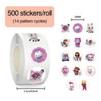 500pcs/Roll Cartoon Gabbys Dollhouse Roll Stickers Graffiti Luggage Suitcase Skateboard Phone Cute Sticker Children Decal Gifts