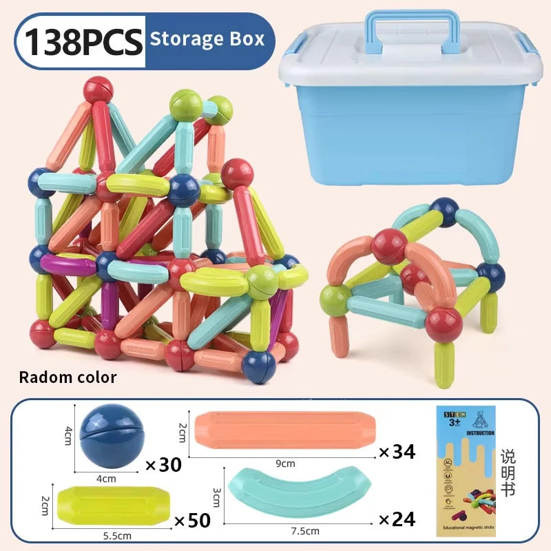 Magnetic Constructor Blocks Set Toys for Kids Magnet Stick Rod Building Blocks Montessori Educational Toys For Children Boy Girl