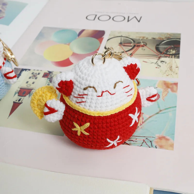 Exquisite Kitten Doll Crochet Keychain For Bag Pendant Knitted Small Cat Doll Keyrings Cute Kitten Keychain Custom Accessories