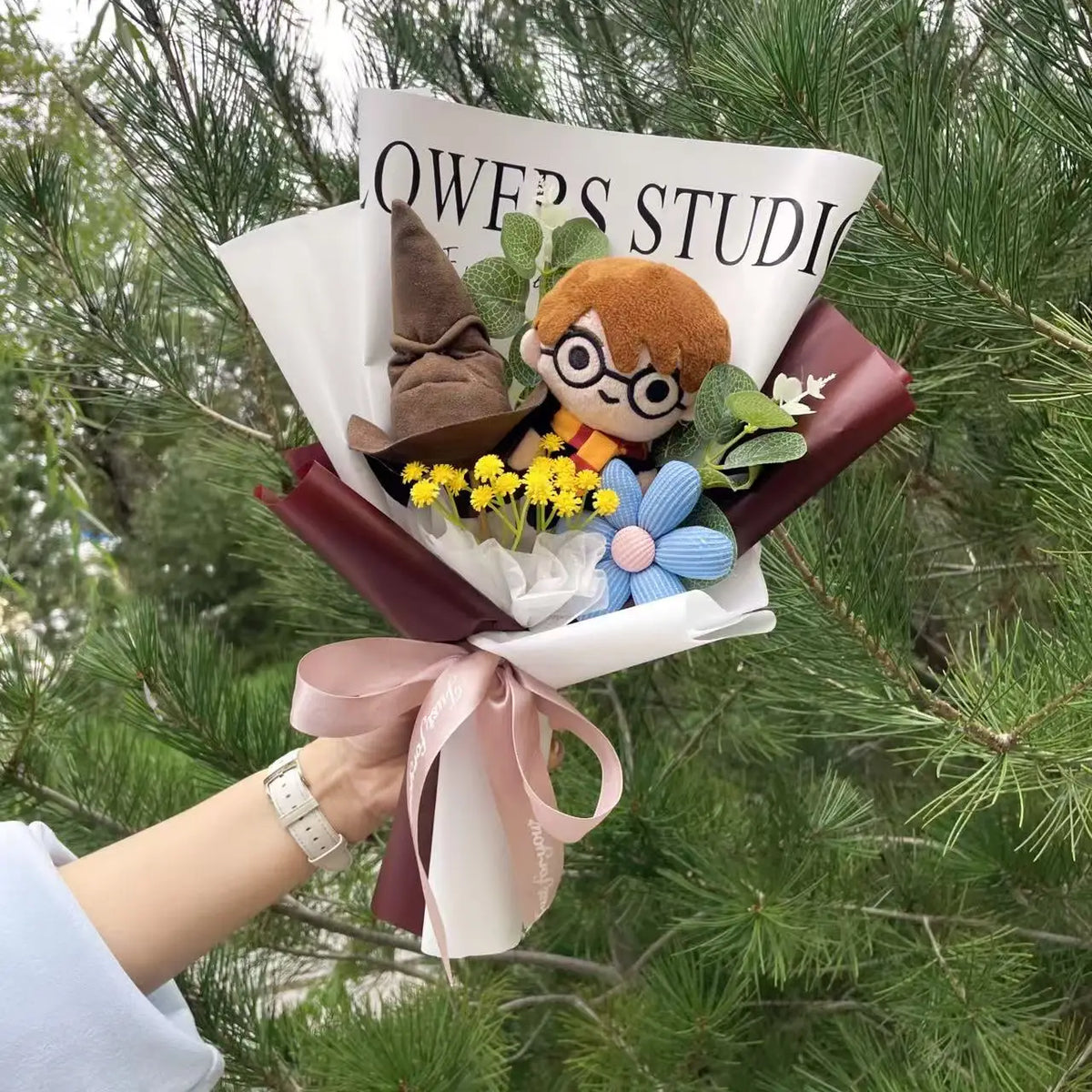 Anime Figures Harry Potter Stuffed Dolls Creative Handmade Bouquet Valentine Graduation Birthday Gifts For Kids