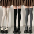 1/3/6 Pairs Women Classic Striped Knee High Stockings Fashionable Versatile Black White Gray Solid Color Comfortable Stockings ﻿